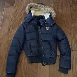 AE Puffy Blue winter Jacket with Detachable Hood